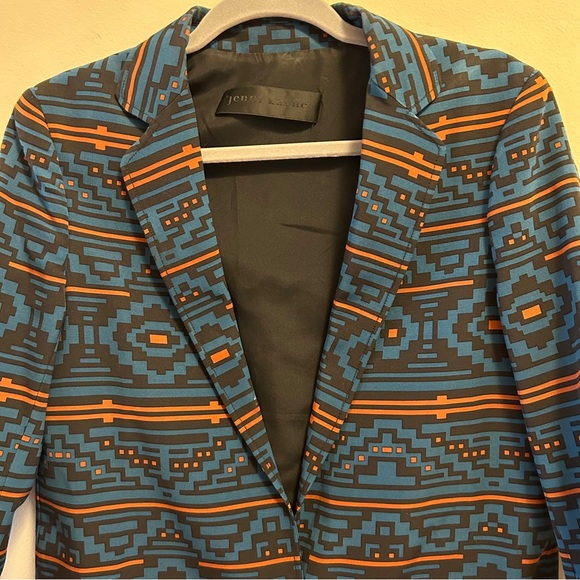 Jenni Kayne Silk Marine Pocket Blazer Aztec Print - Picture 8 of 9